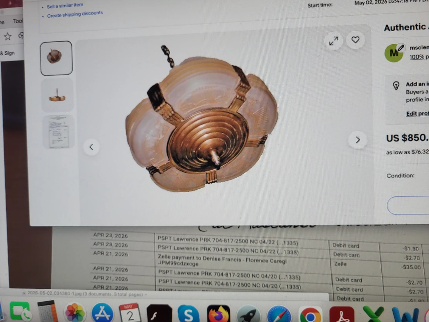 Authentic Art Deco Chandelier
