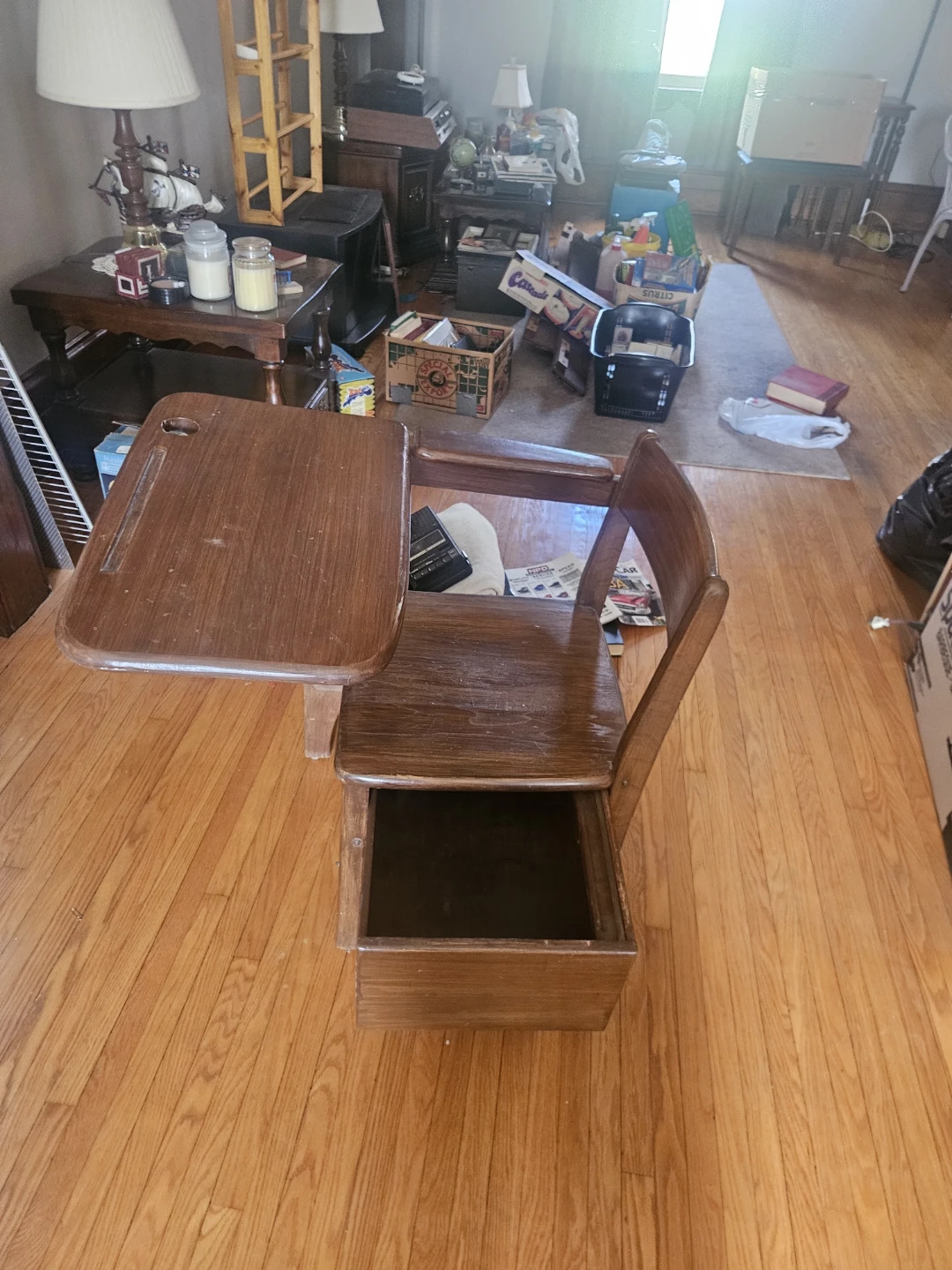 Vintage Wooden School Desk with Chair - photo 5