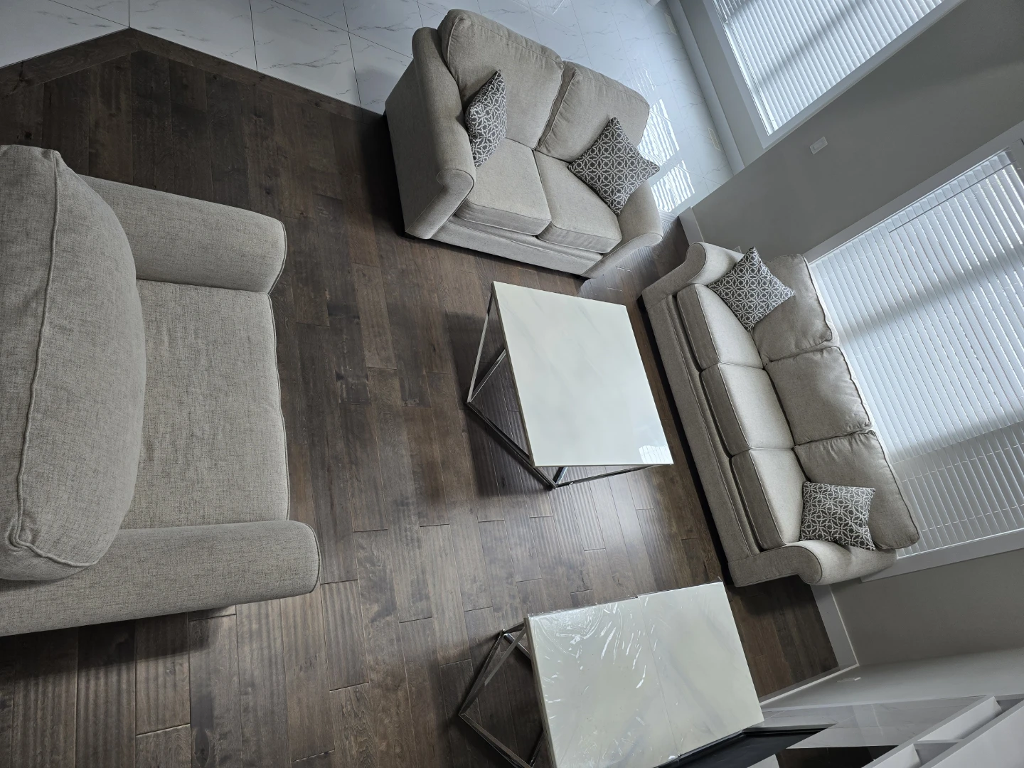 Light Grey Sofa and Loveseat Set with Accent Pillows