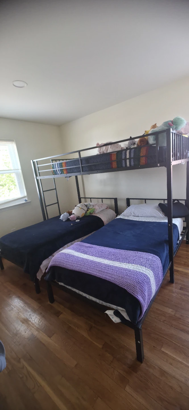 Black Metal Triple Bunk Bed with Ladder - photo 3