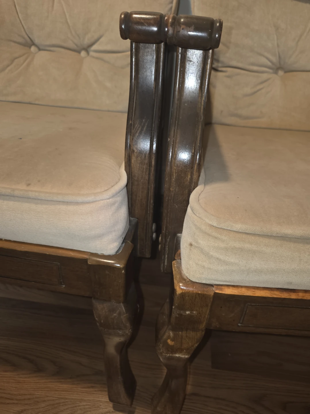 Pair of vintage accent chairs with cane backing - photo 4