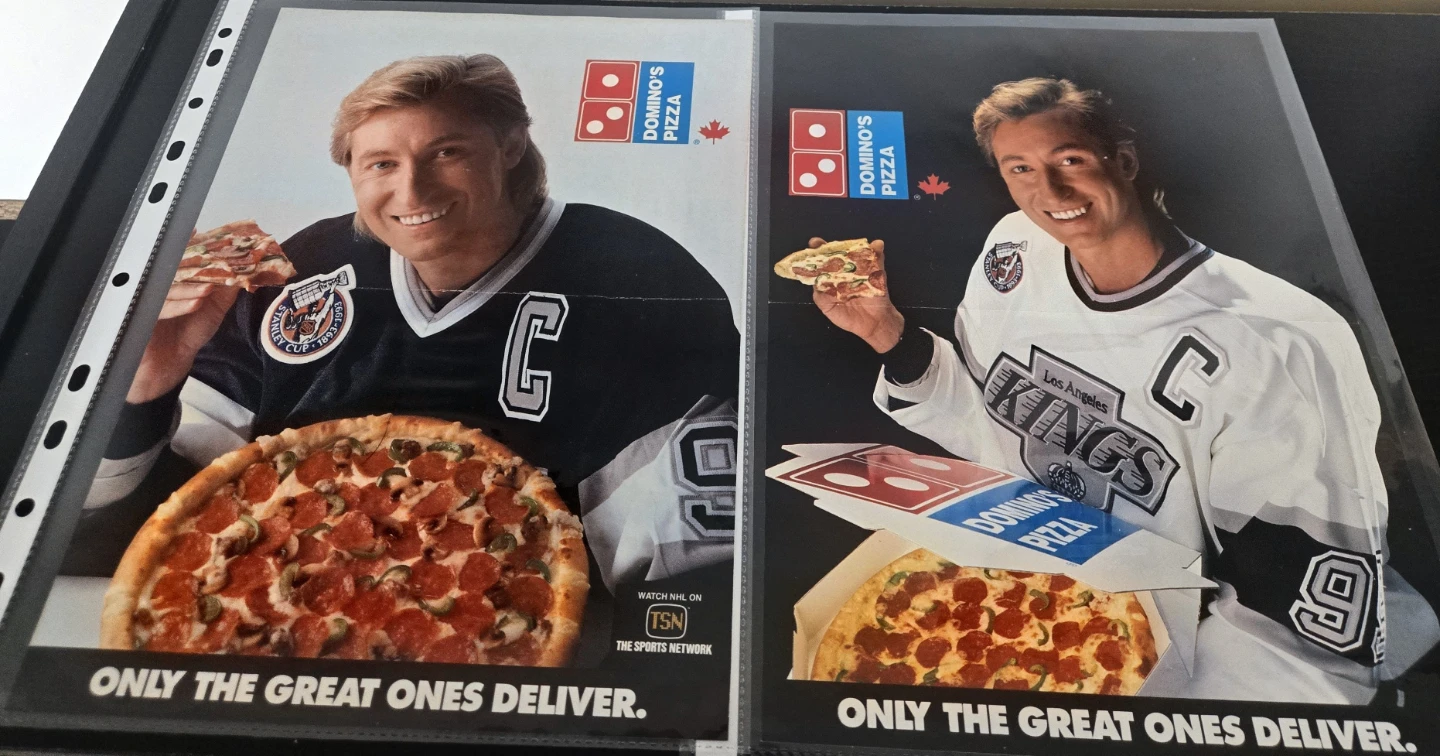 2 Wayne Gretzky 1993 "The Great Ones Deliver" Domino's Ad - photo 2