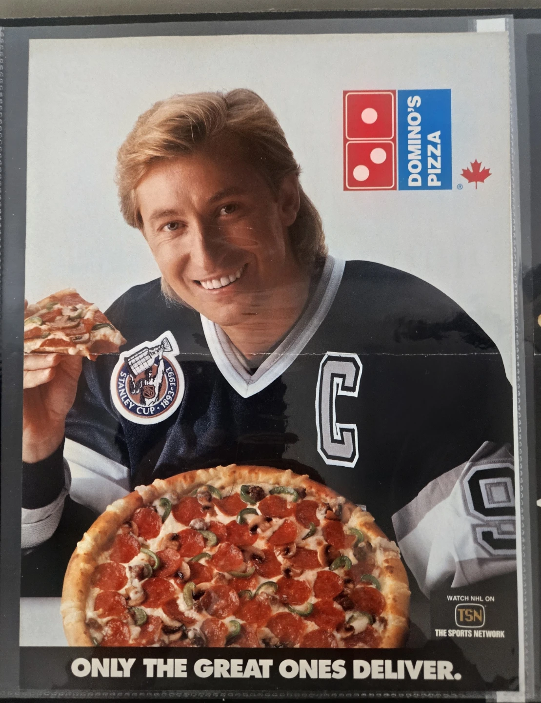2 Wayne Gretzky 1993 "The Great Ones Deliver" Domino's Ad - photo 3