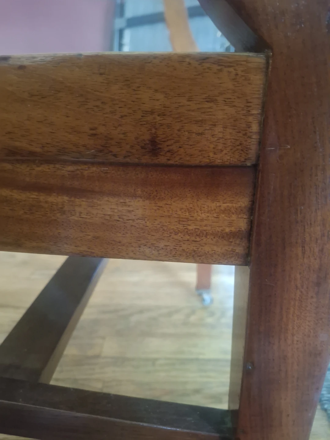 Antique Wooden Armchair with Red Upholstery - photo 5
