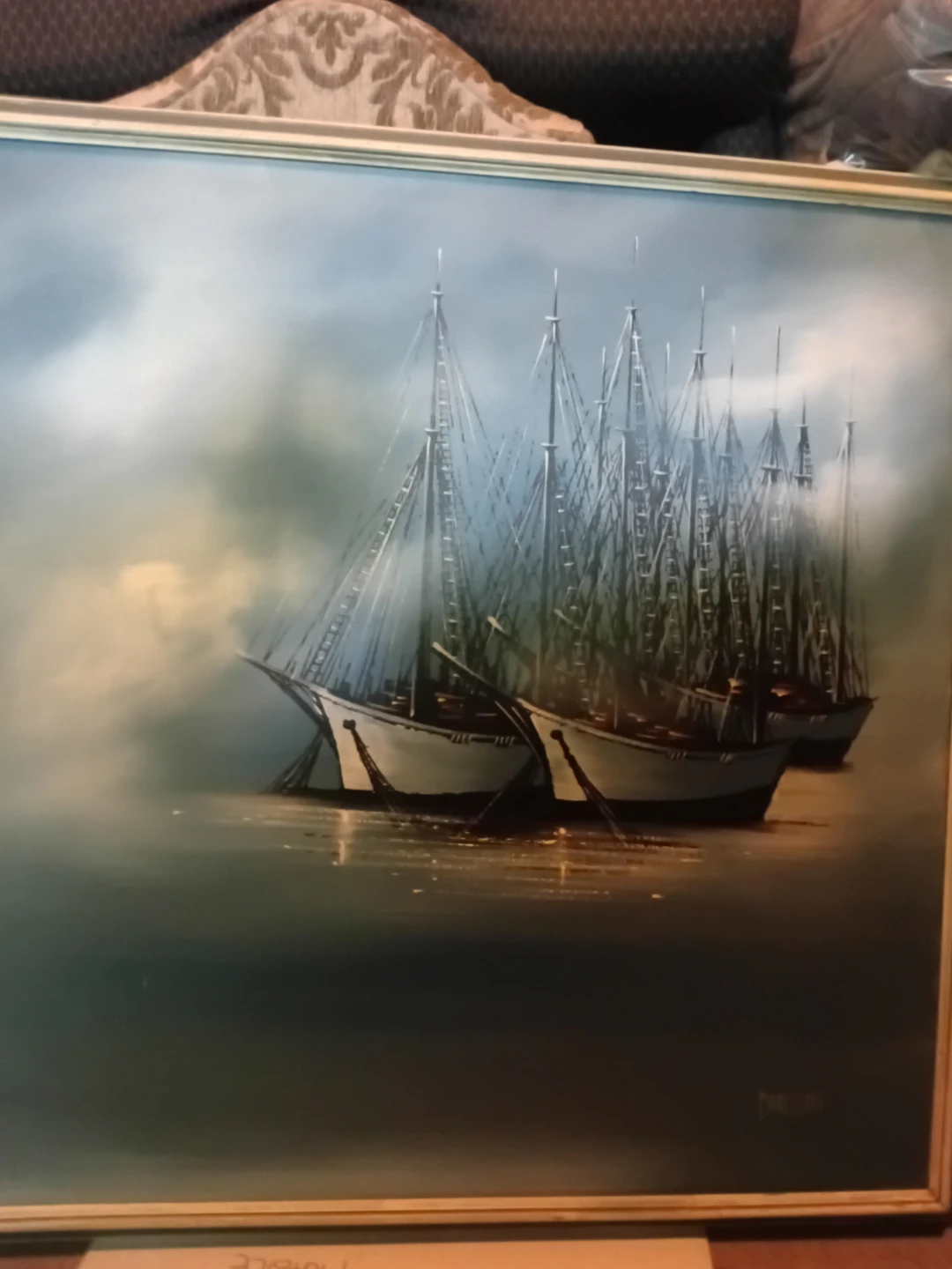 Framed Painting of Sailboats - photo 2