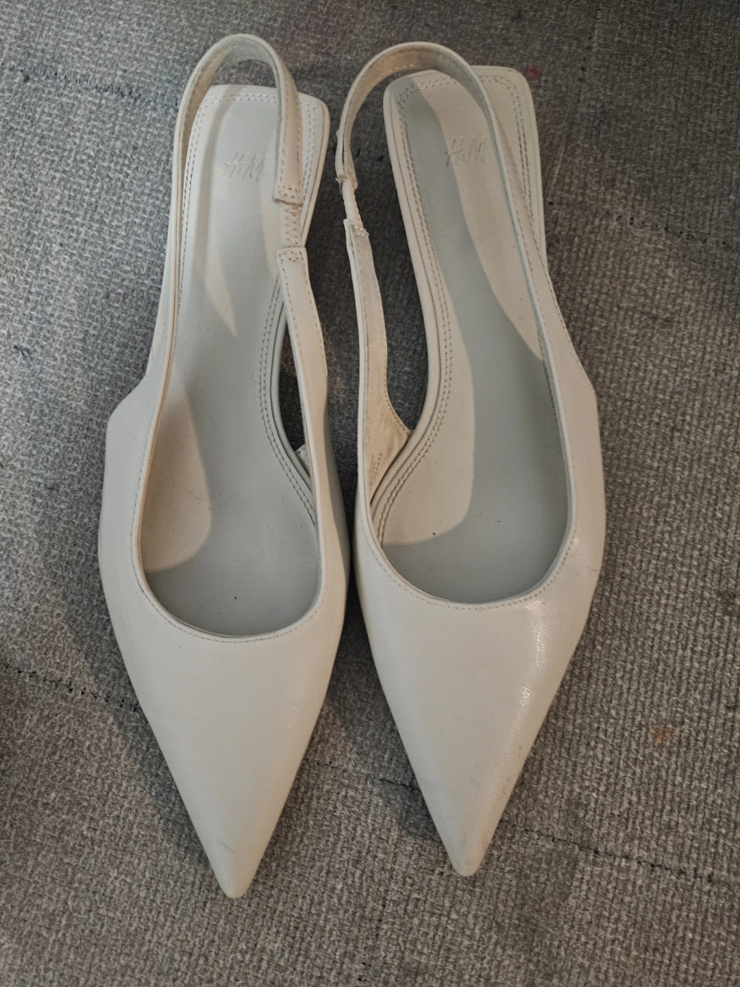 H&M Women's Cream Slingback Pointed Toe Heels Size 8