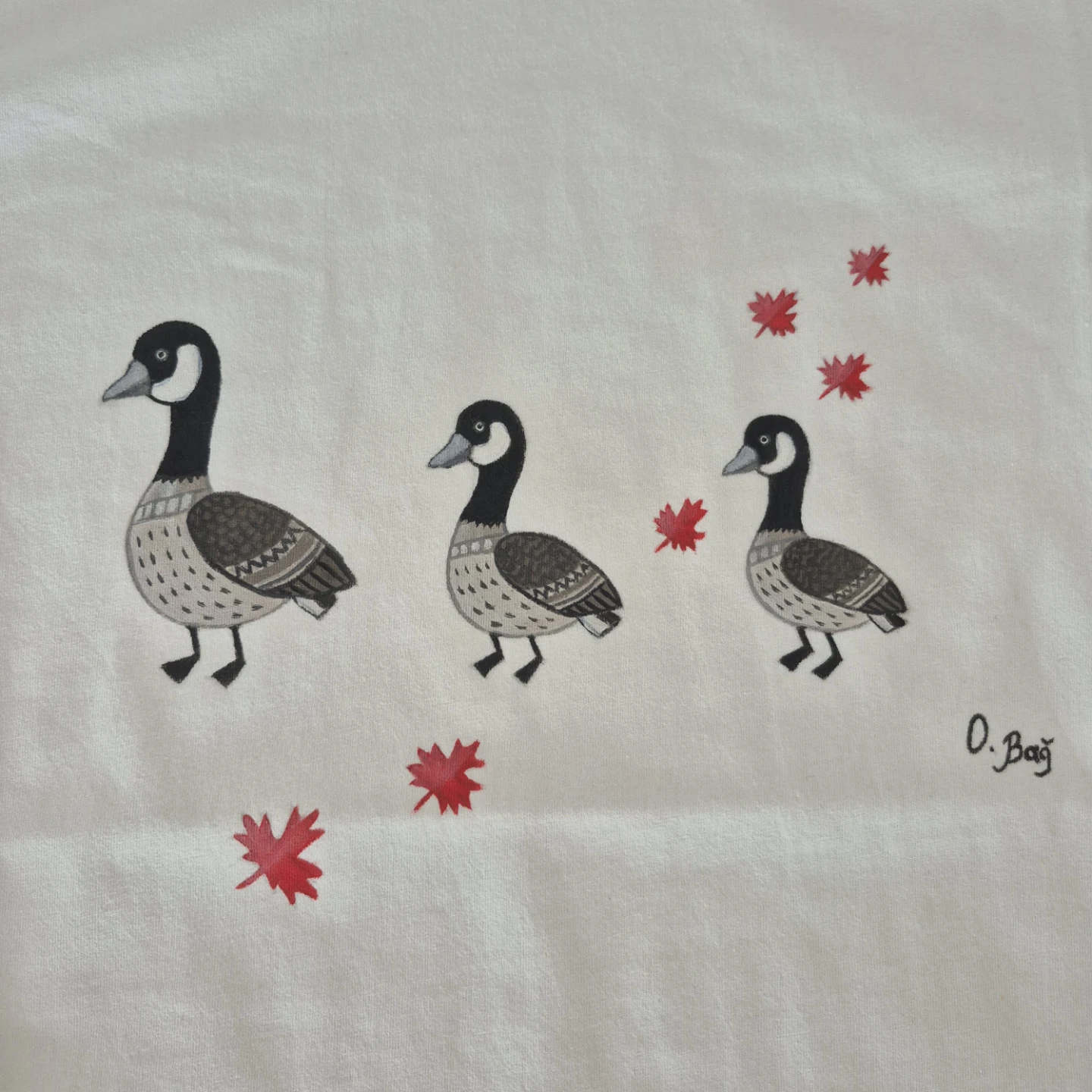 White T-Shirt with Canadian Geese and Maple Leaves Graphic - photo 2