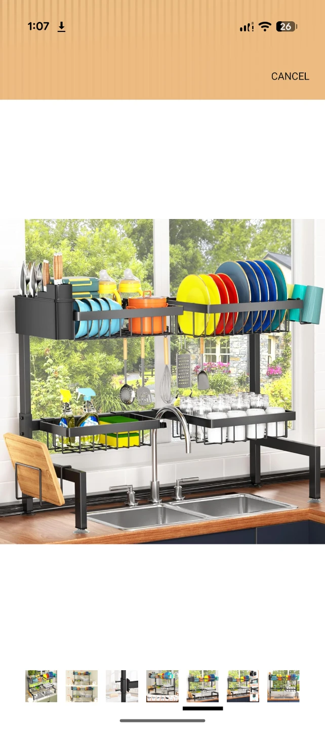 Extendable Large Capacity Sink Rack, Black Metal Drying Rack