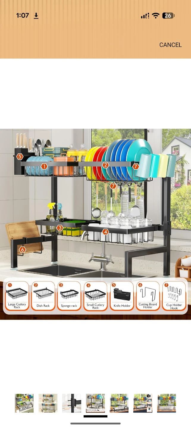 Extendable Large Capacity Sink Rack, Black Metal Drying Rack - photo 2