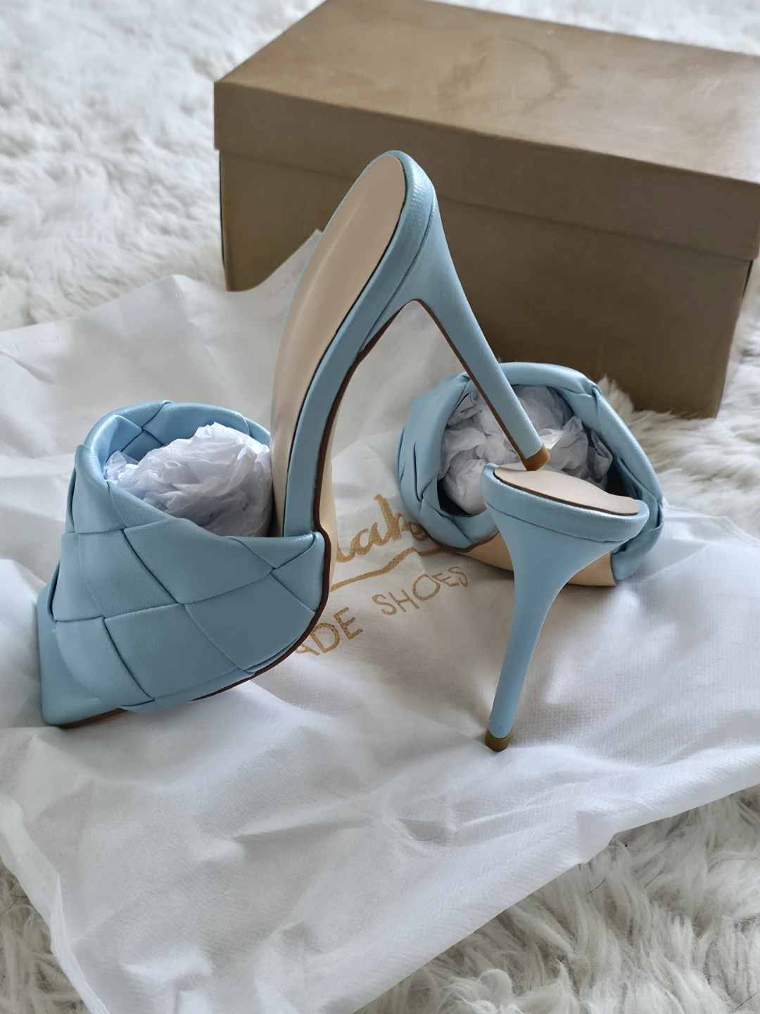 ​*Brand New* Onlymaker Baby Blue Woven Mules heels - Size 6 - photo 4