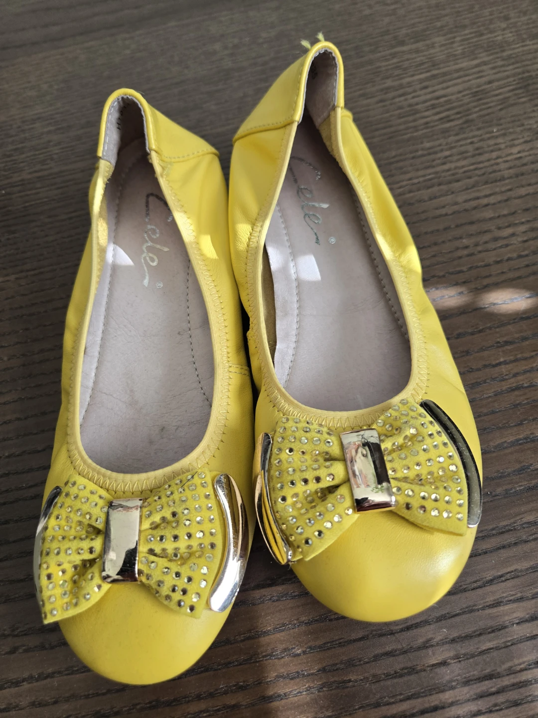 Yellow 'ColeHaan' Ballet Flats with Embellished Bows