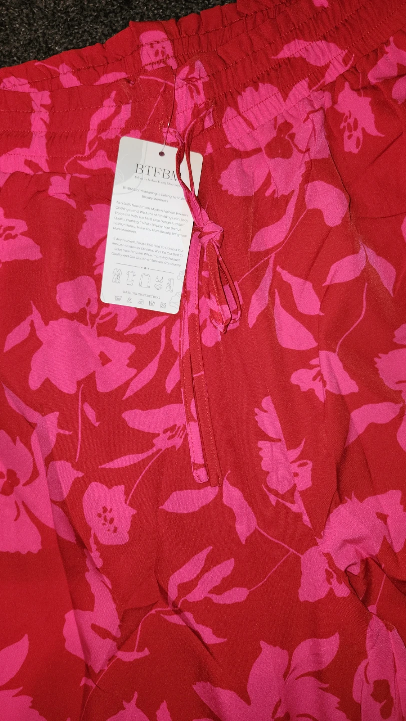 BTFBM Red Floral Wide Leg Pants - photo 4