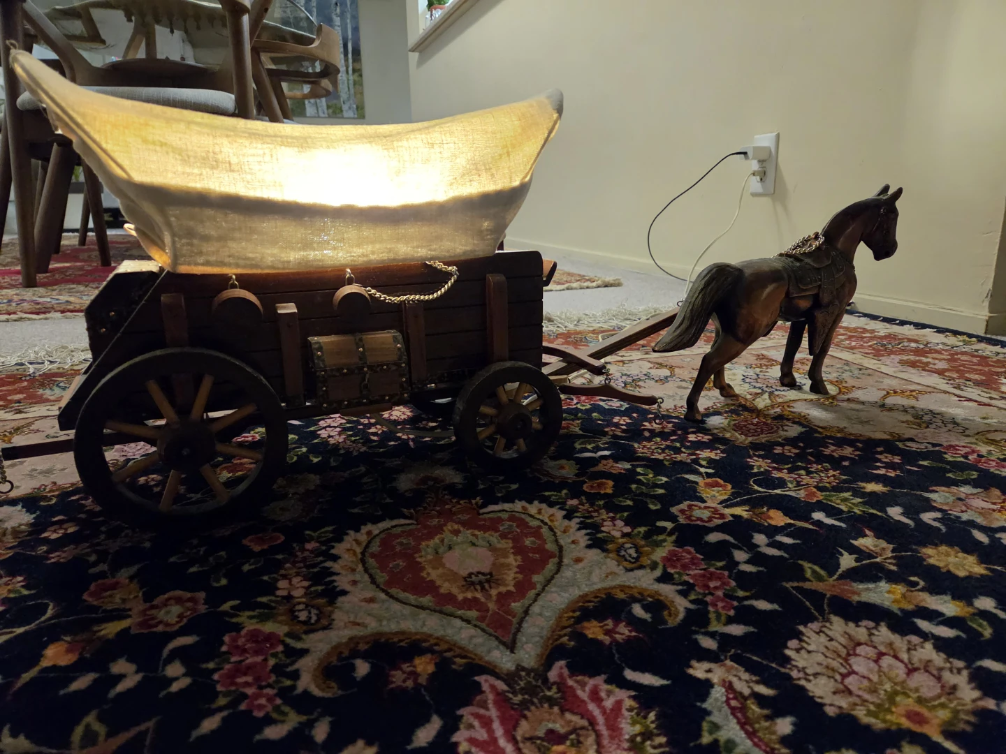 Covered Wagon and Horse Table Lamp