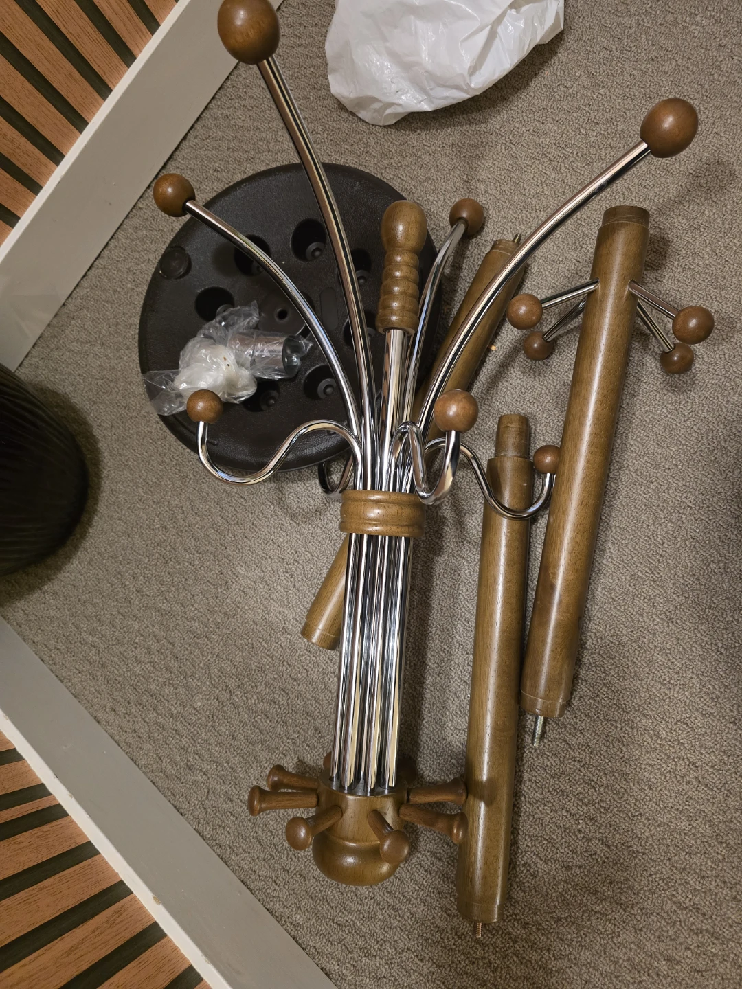 Wooden and Chrome Coat Rack