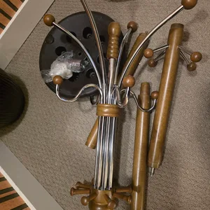 Wooden and Chrome Coat Rack