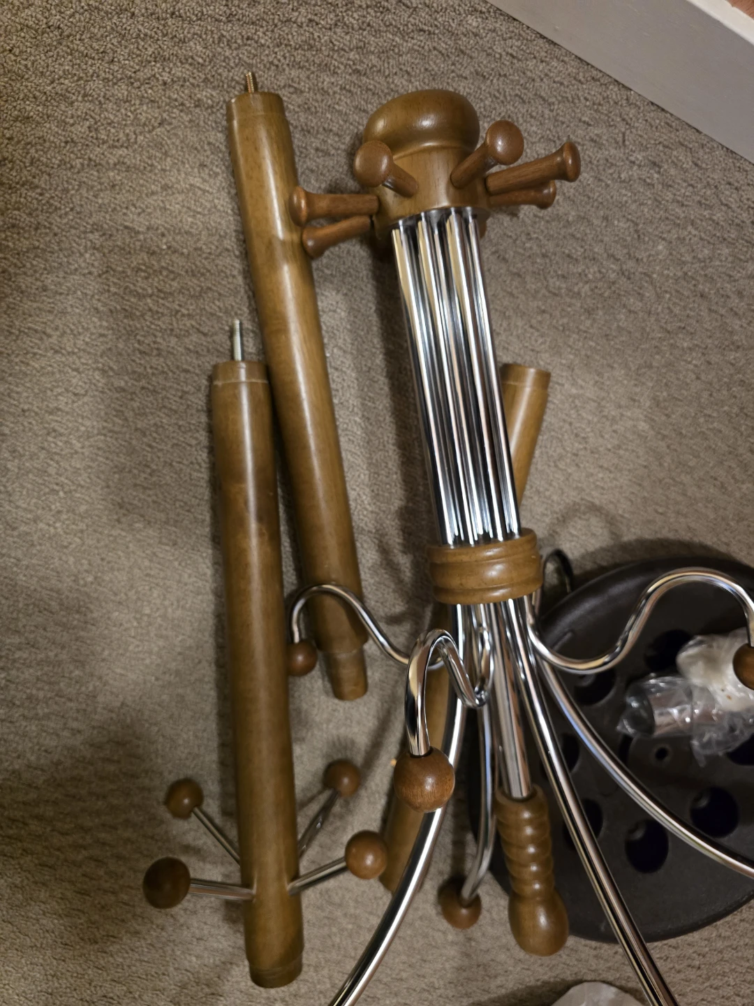 Wooden and Chrome Coat Rack - photo 2