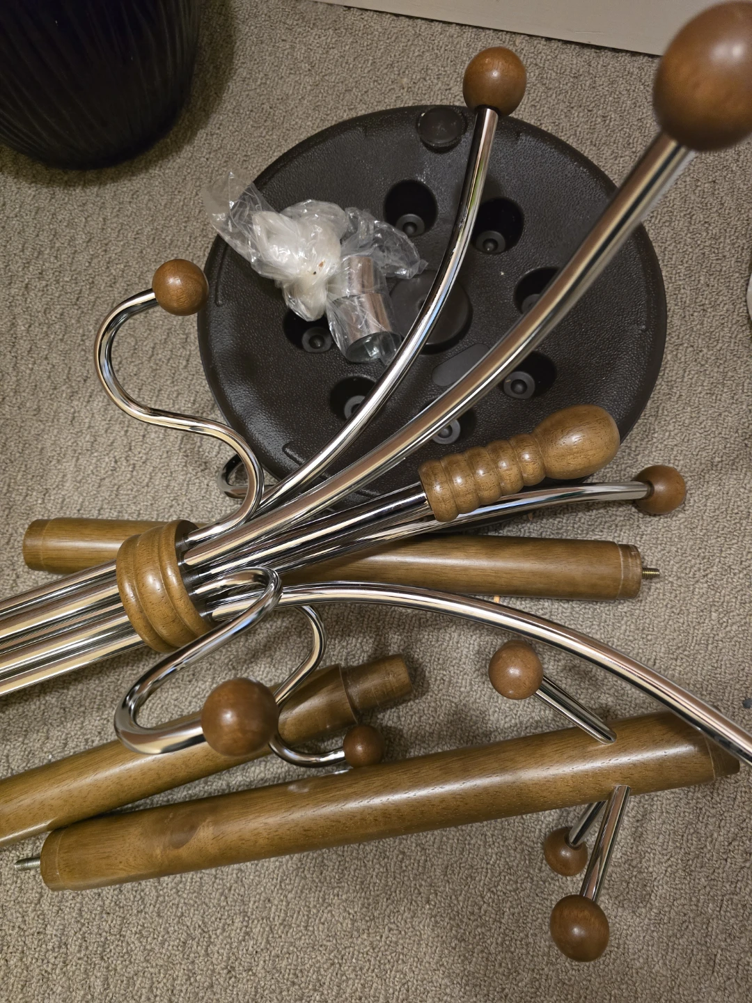 Wooden and Chrome Coat Rack - photo 3