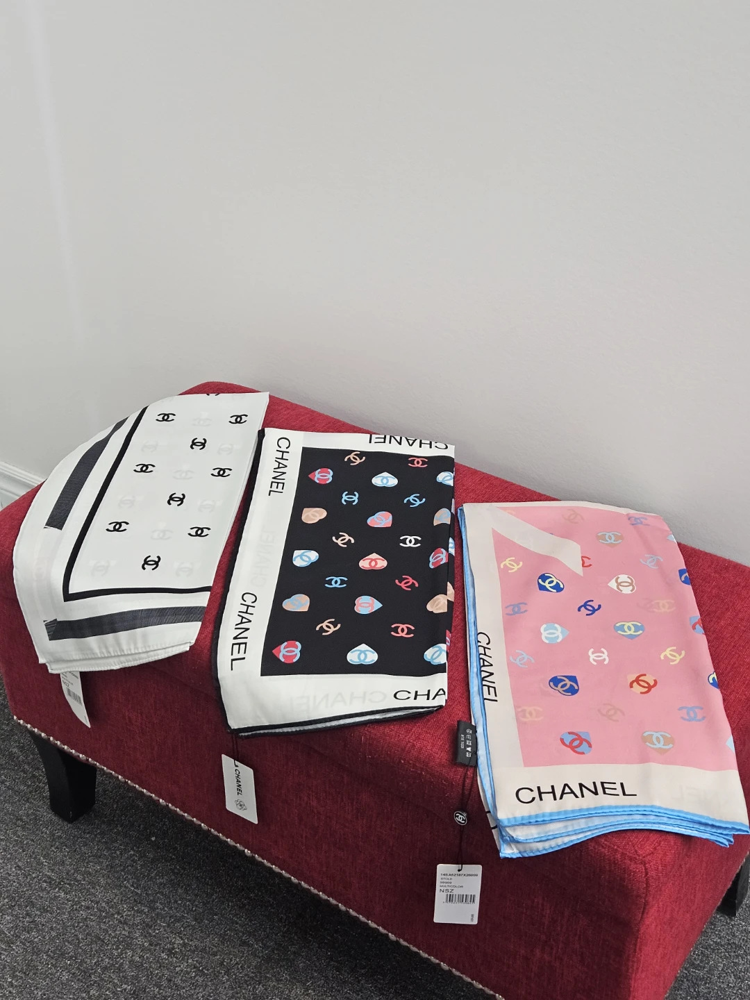 Chanel, Dior, and Chrome Hearts Scarves Bundle