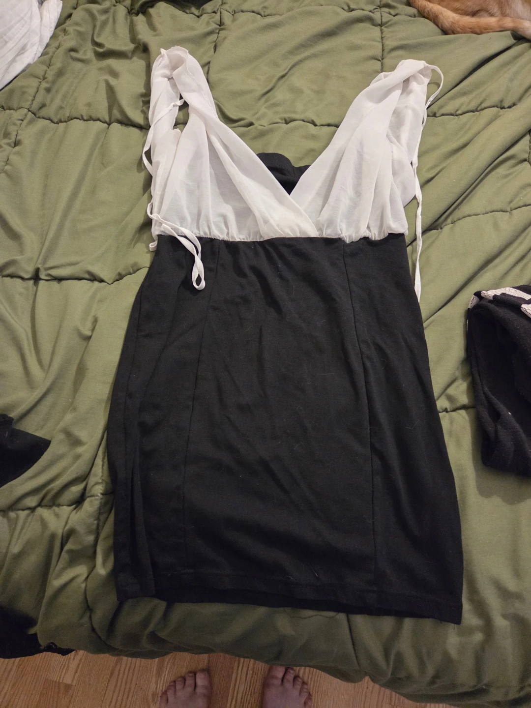 Black and White Sheer Overlay Dress
