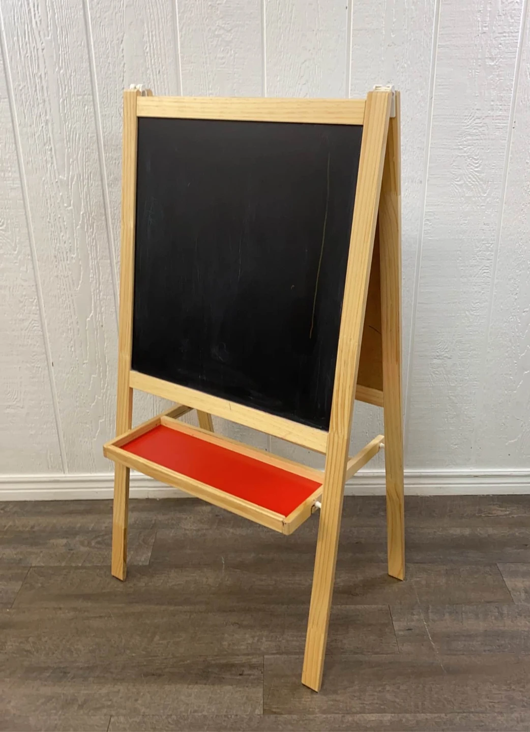 Wooden Easel Chalkboard with Red Tray