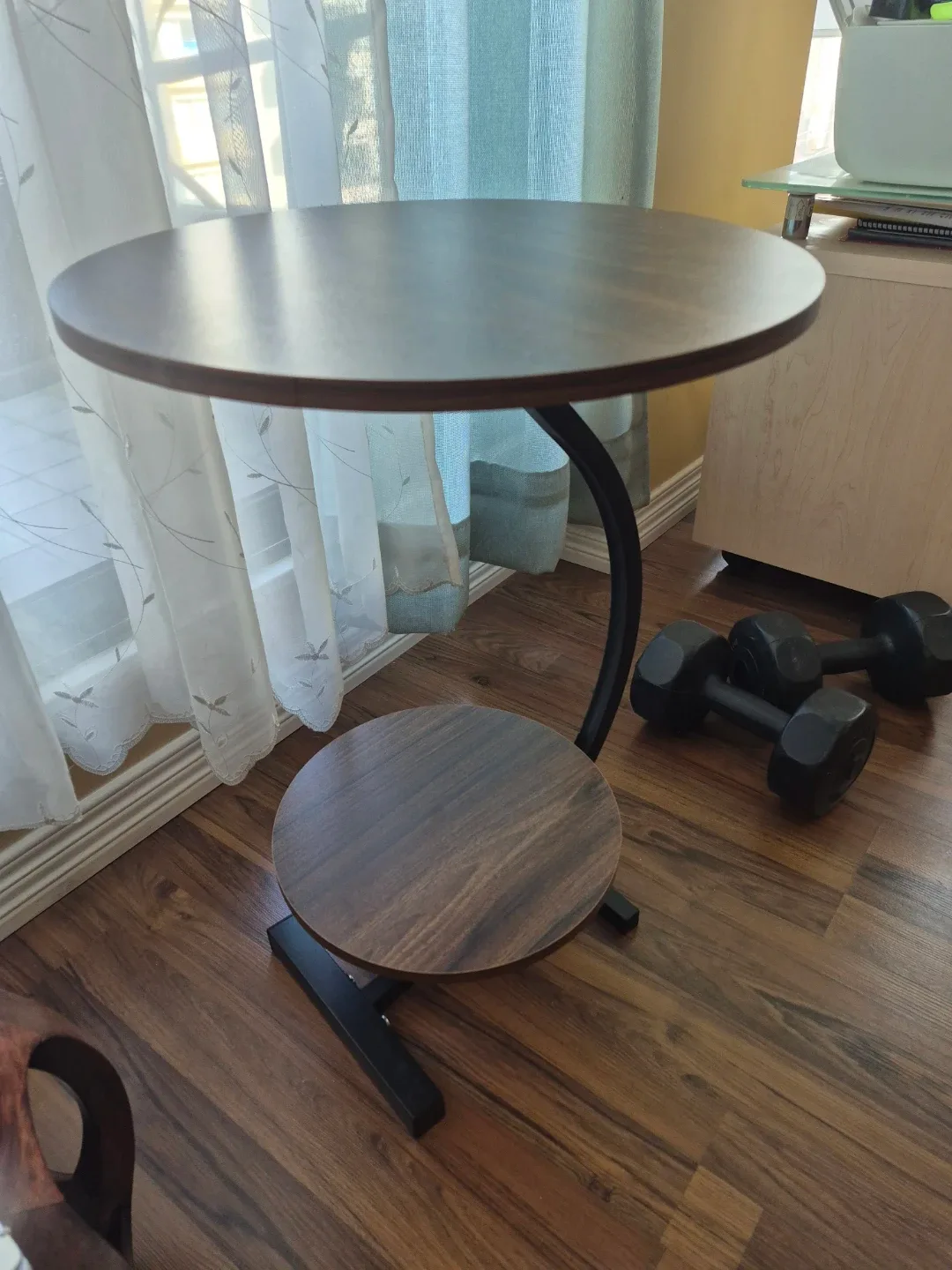 Round C-Shaped Side Table - Brown Marble Pattern - photo 2