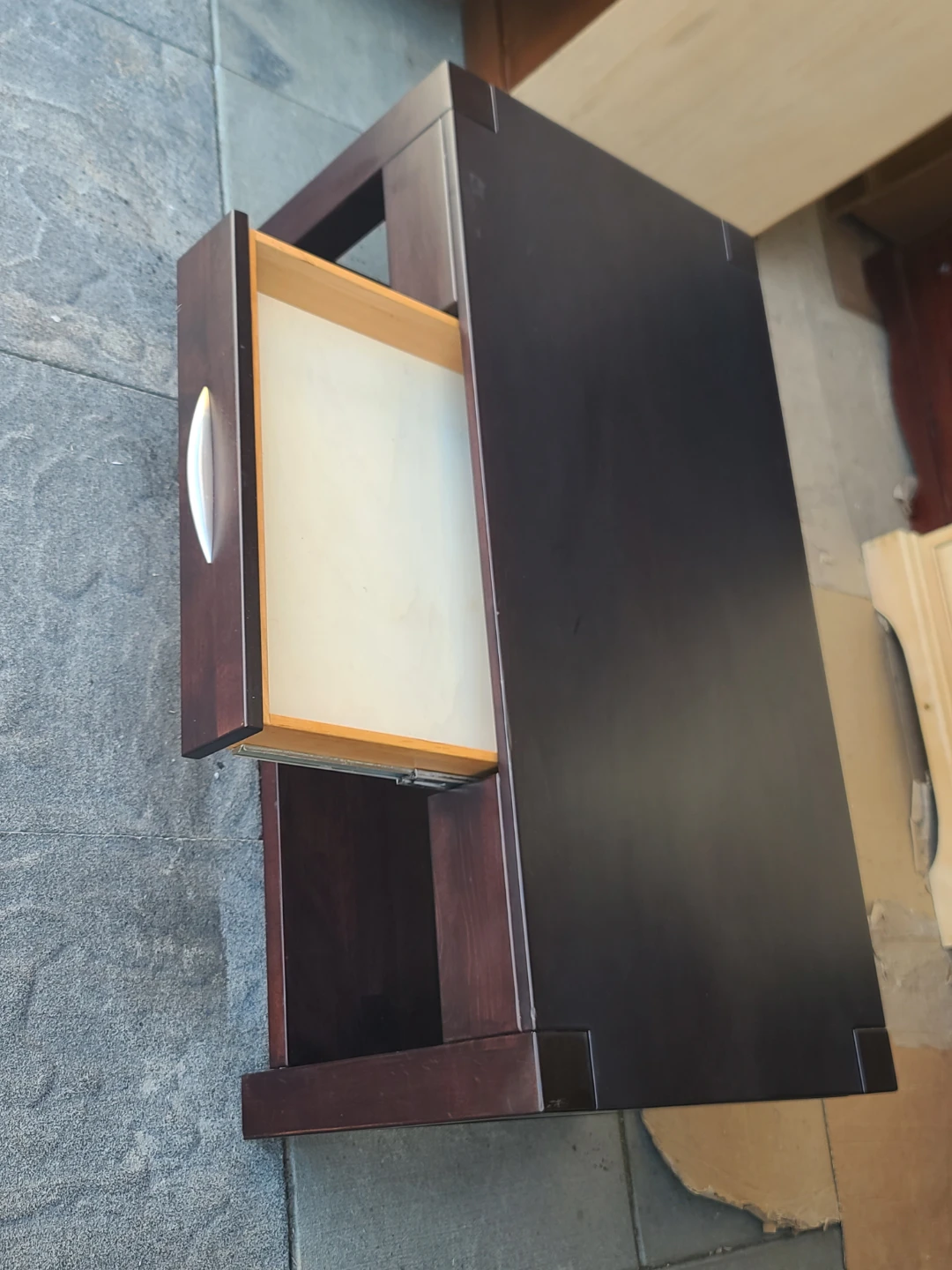 Dark Wood Coffee Table with Drawer - photo 2