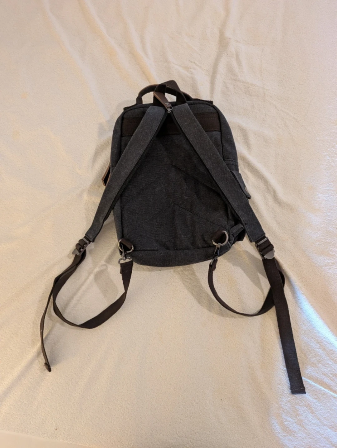 Charcoal fabric/brown accent convertible backpack/crossbody - photo 4