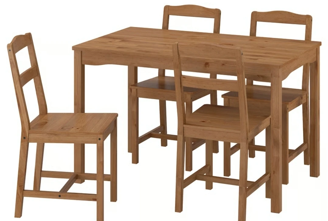 Wooden Dining Table and Four Chairs Set