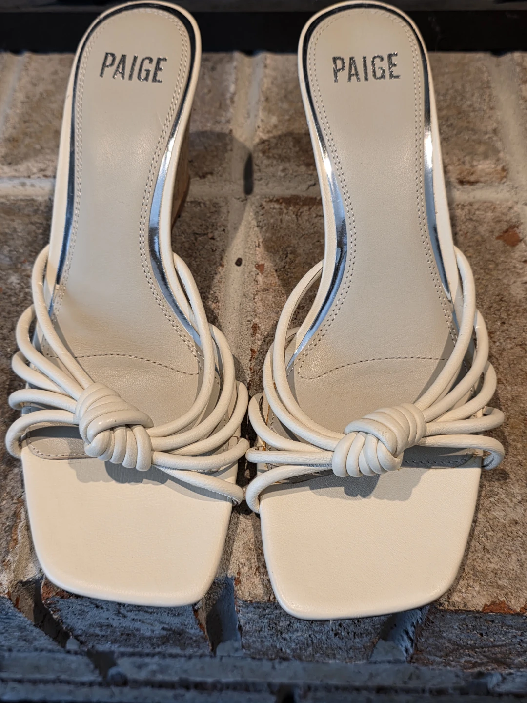 PAIGE Women's White Knot Detail Wedge Sandals Size 9 - photo 2