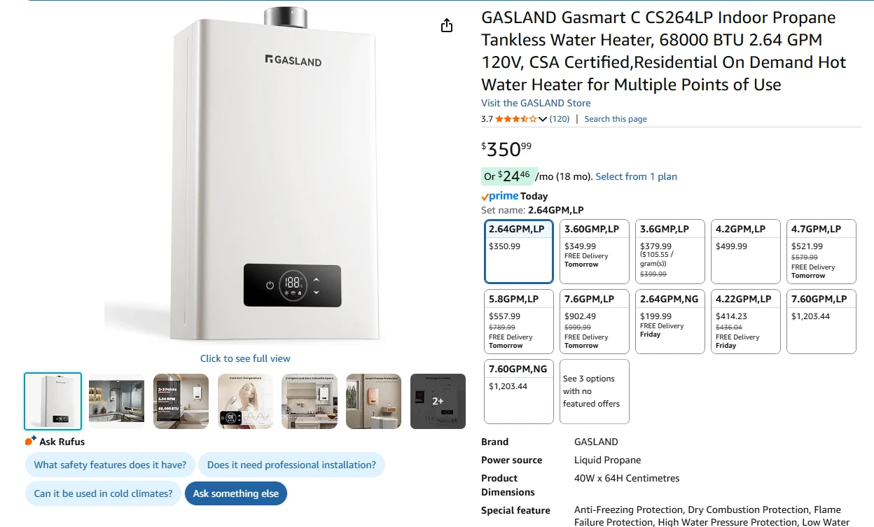 Indoor Propane Tankless Water Heater Brand New - photo 2