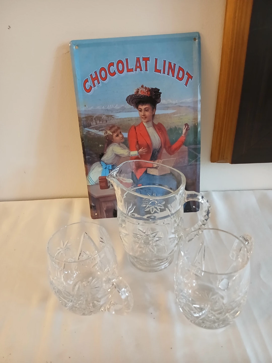 Crystal Chocolate Set. Pitcher and 2 Mugs