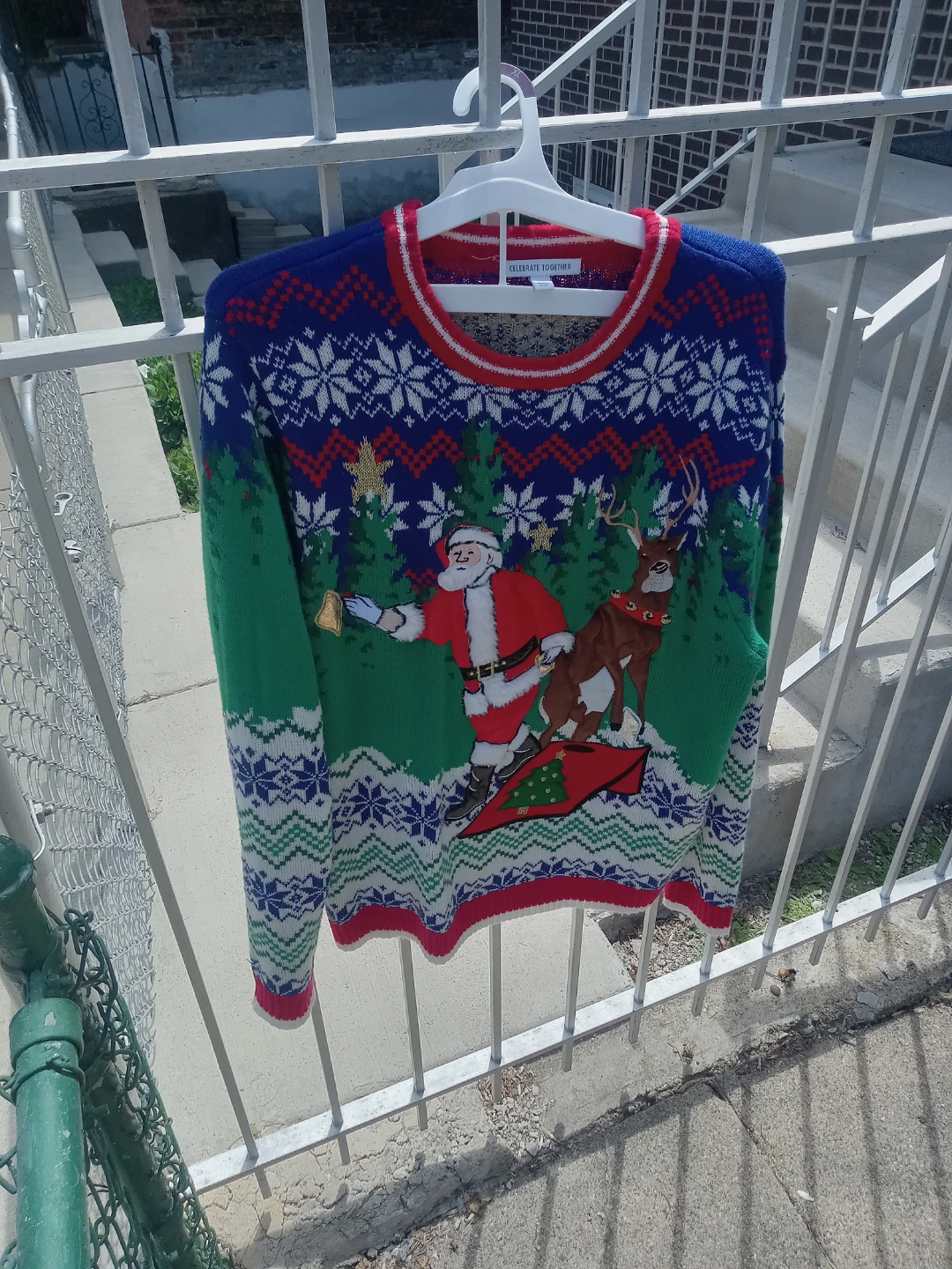 Ugly Christmas Sweater - Santa & Reindeer Design