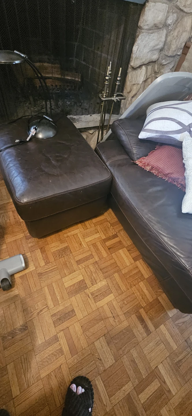 Brown Leather Sofa and Ottoman - photo 4