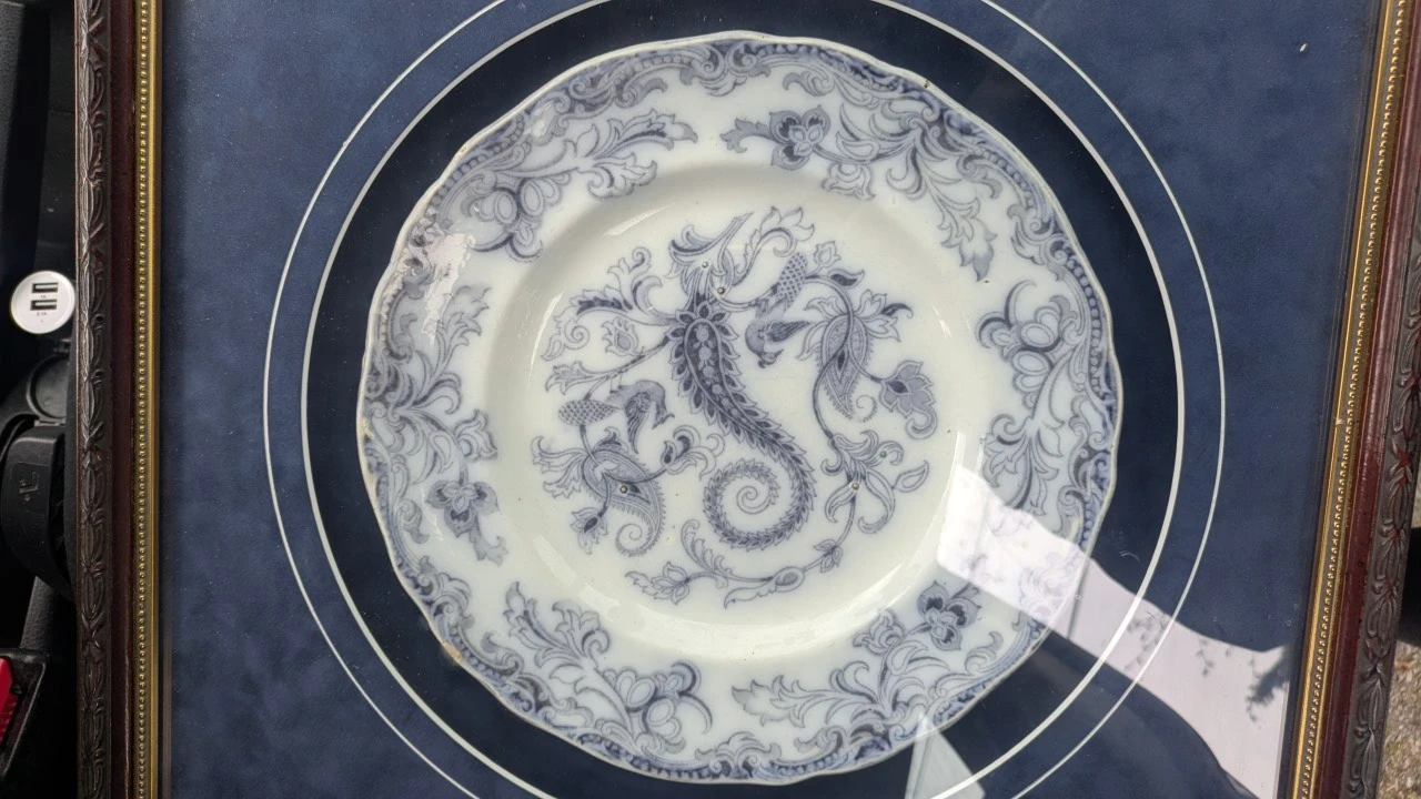 RARE 19th Century Mulberry Peacock Ironstone Plate - photo 2