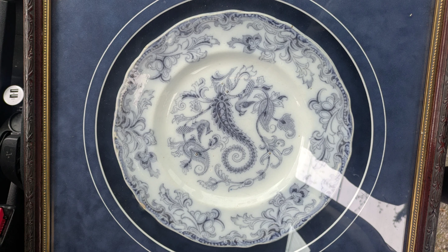 RARE 19th Century Mulberry Peacock Ironstone Plate - photo 4