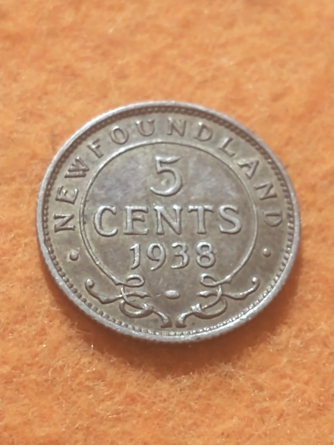 XF 1938 Newfoundland five cents George VI .925 silver KM #19