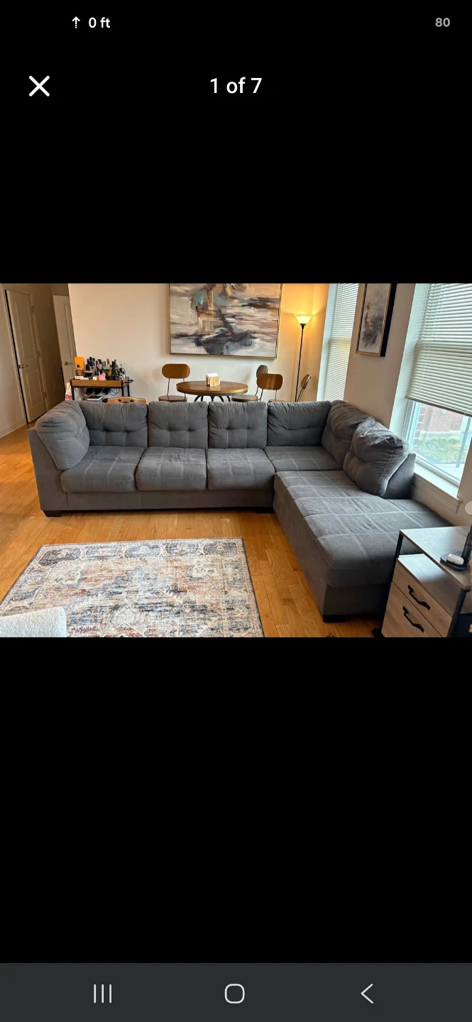 Ashley Gray Sectional Sofa (FREE  DELIVERY & SETUP)