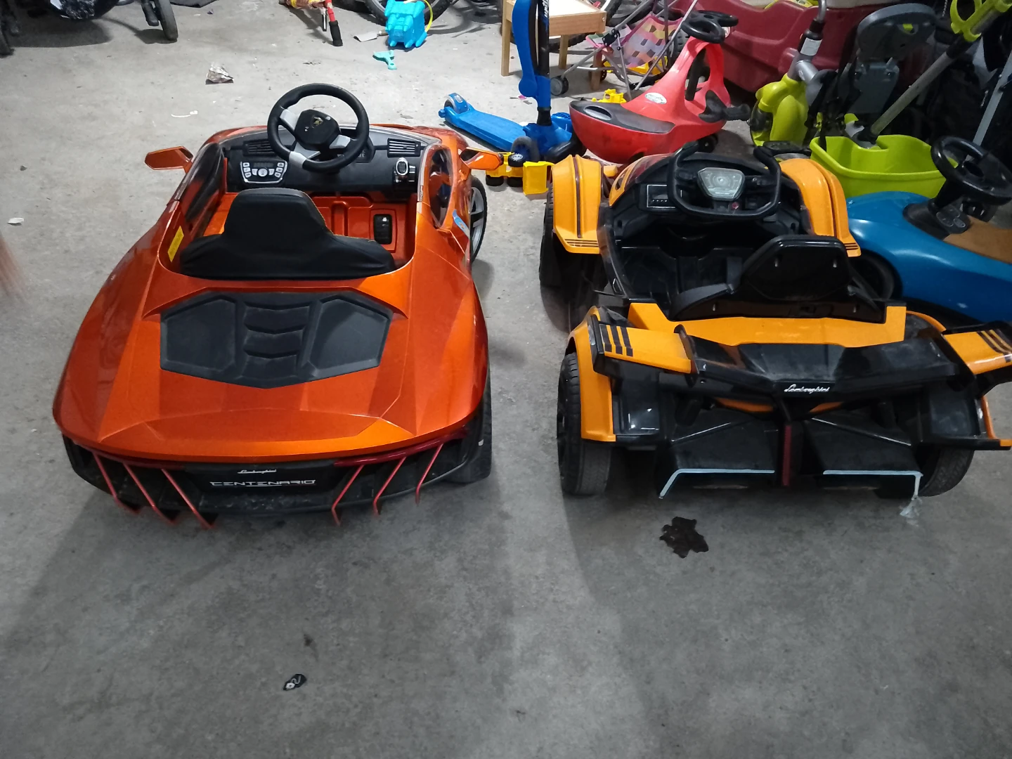 2 Kids Ride-On Cars - Orange Lamborghini & Black/Orange Style - photo 2