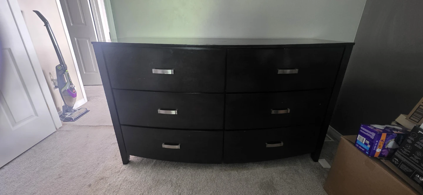 Dark Brown 6-Drawer Dresser with Mirror