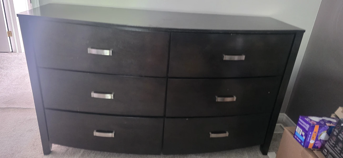 Dark Brown 6-Drawer Dresser with Mirror - photo 2