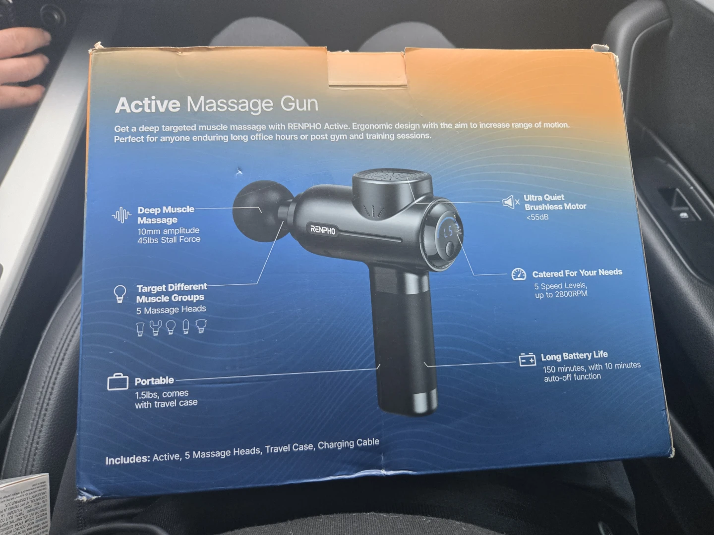 RENPHO Active Series Massage Gun with 5 Massage Heads