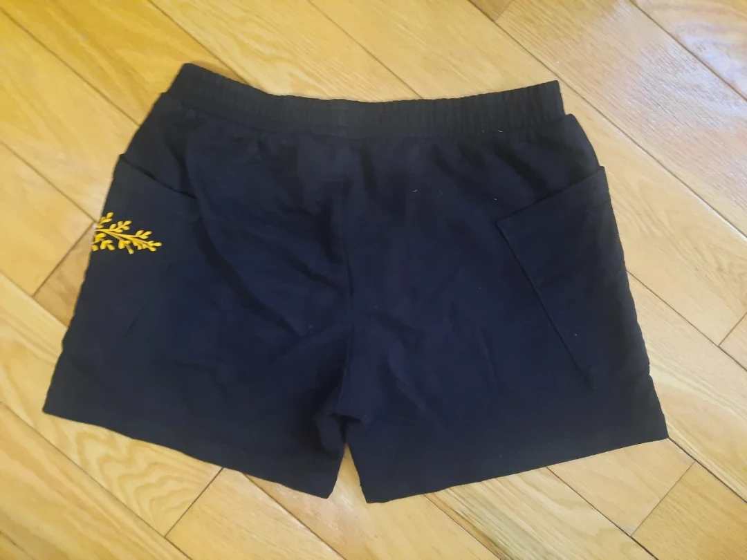 Uniqlo Black Shorts with Yellow Embroidery - photo 2