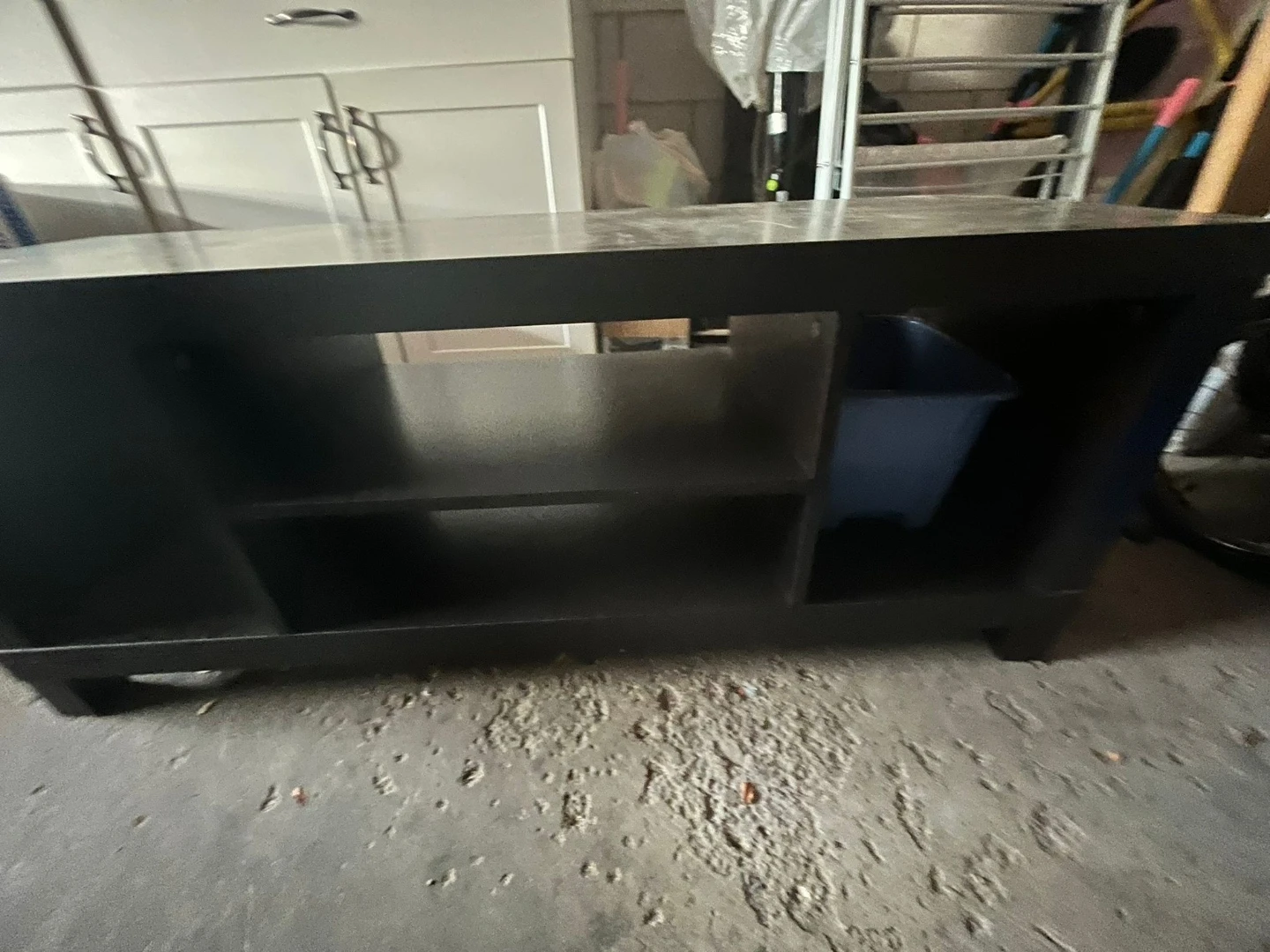 Dark Brown TV Stand with Shelves