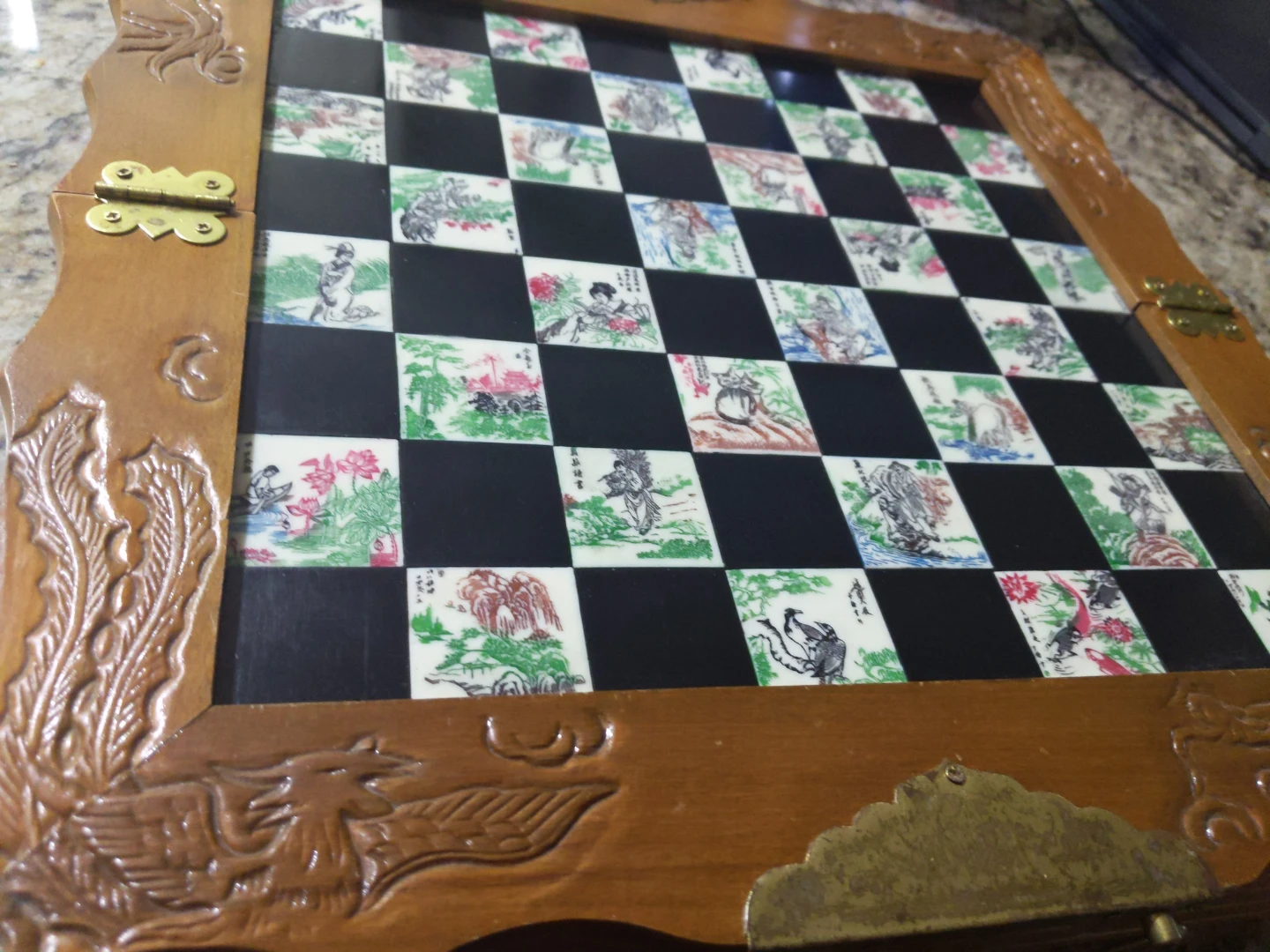 Vintage Chinese carved Kwangyin figure soapstone chess set - photo 4