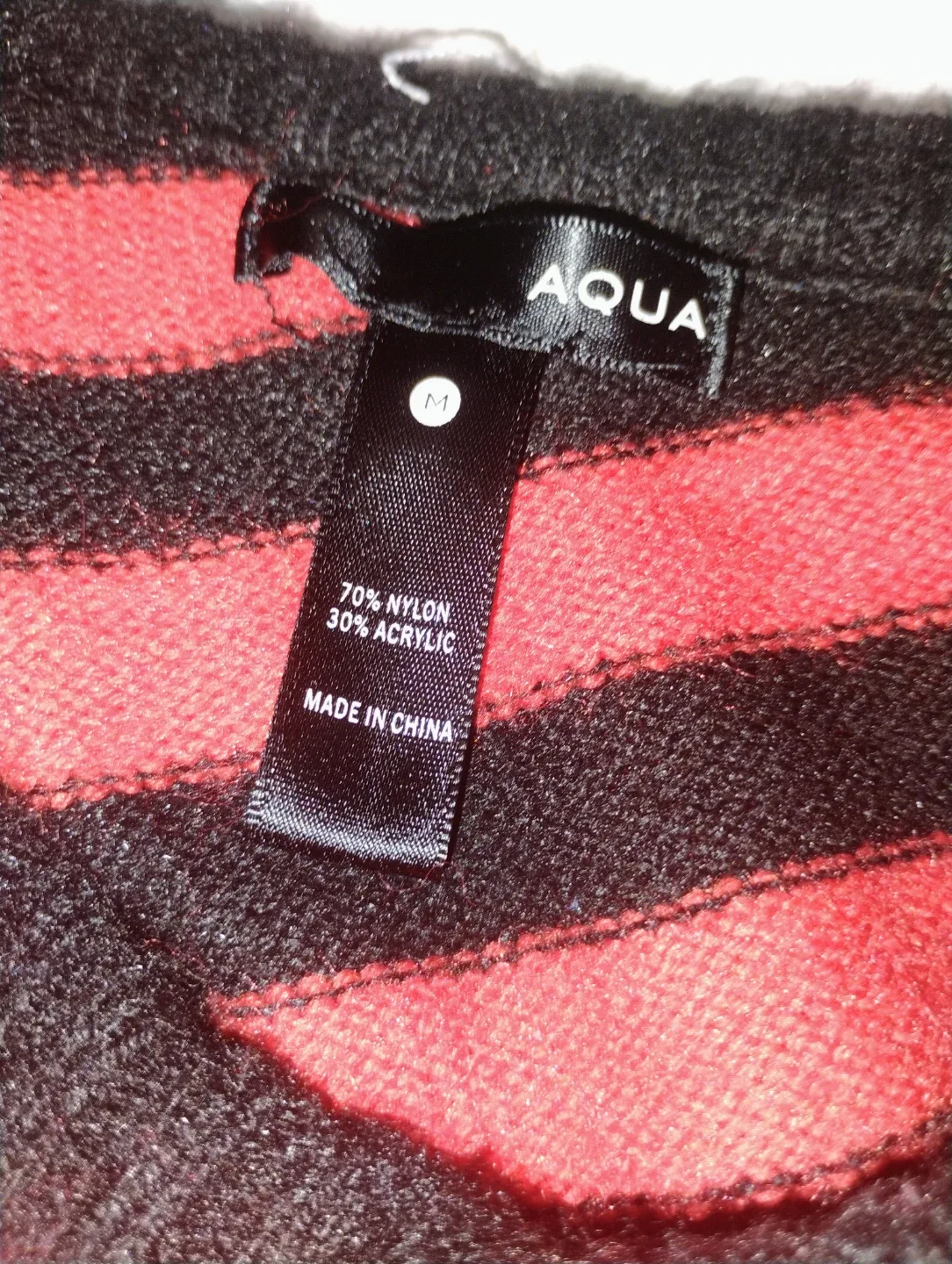 AQUA Red & Black Striped Sweater - Size M - photo 2