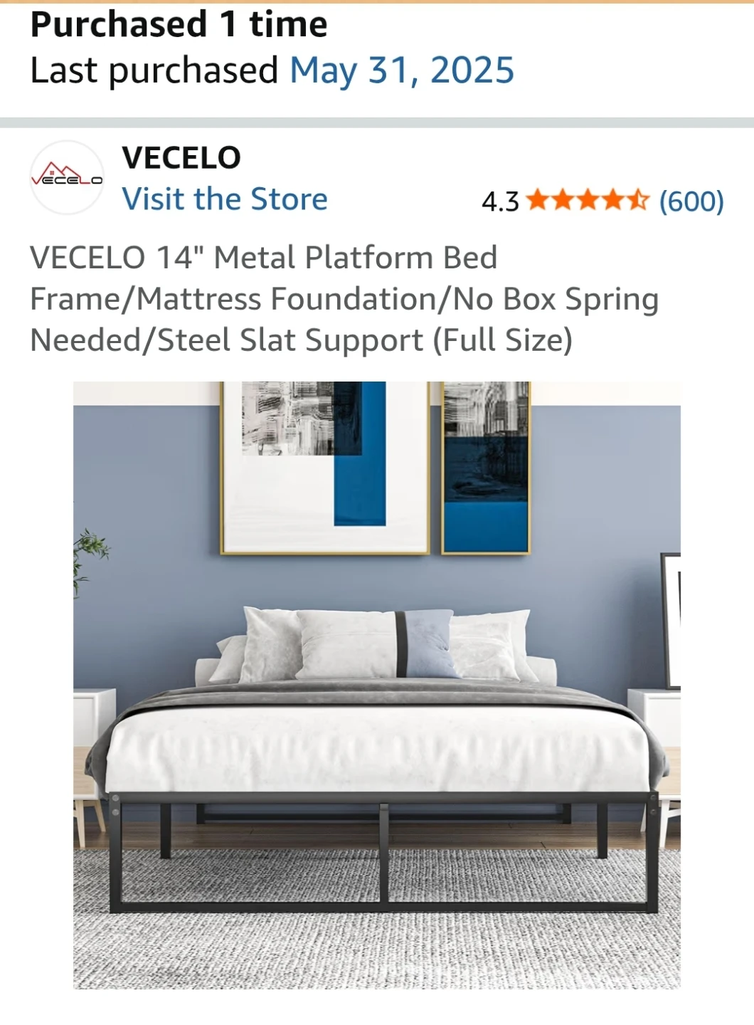 Metal Platform Bed Frame - Full Size