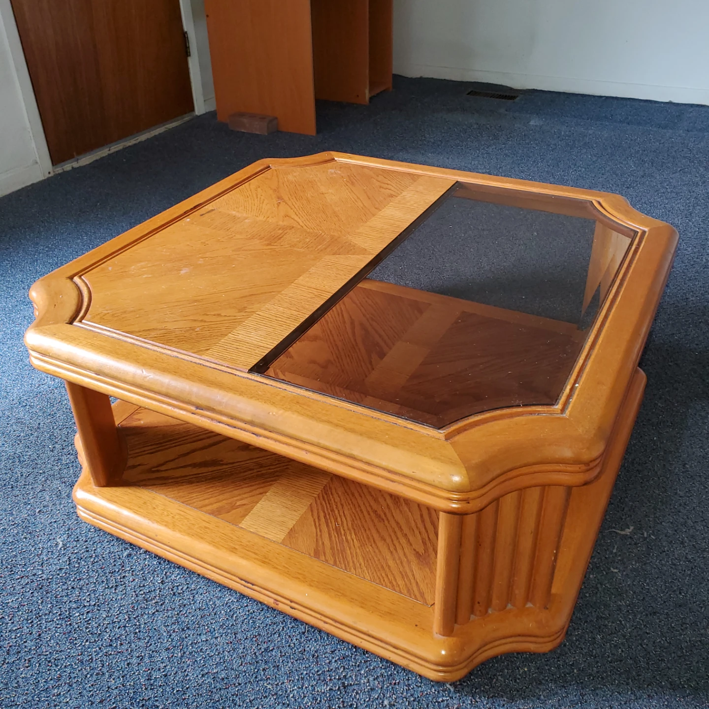 Vintage Wooden Coffee Table on Wheels