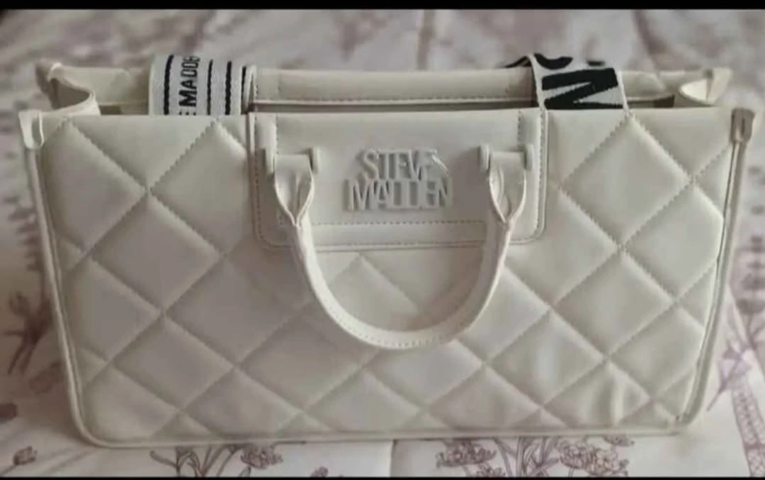 Steve Madden White Quilted Tote Bag