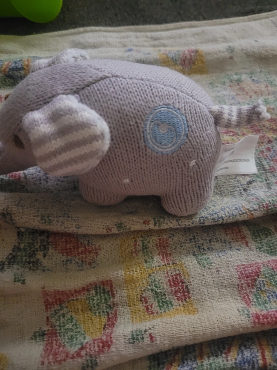 Beba Bean Knit Cotton Animal Rattle in the elephant design.
