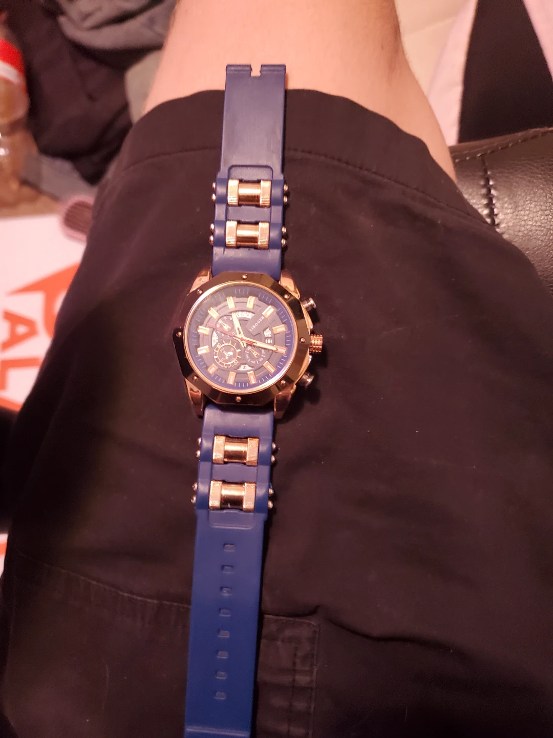 Men's Blue and Gold Watch